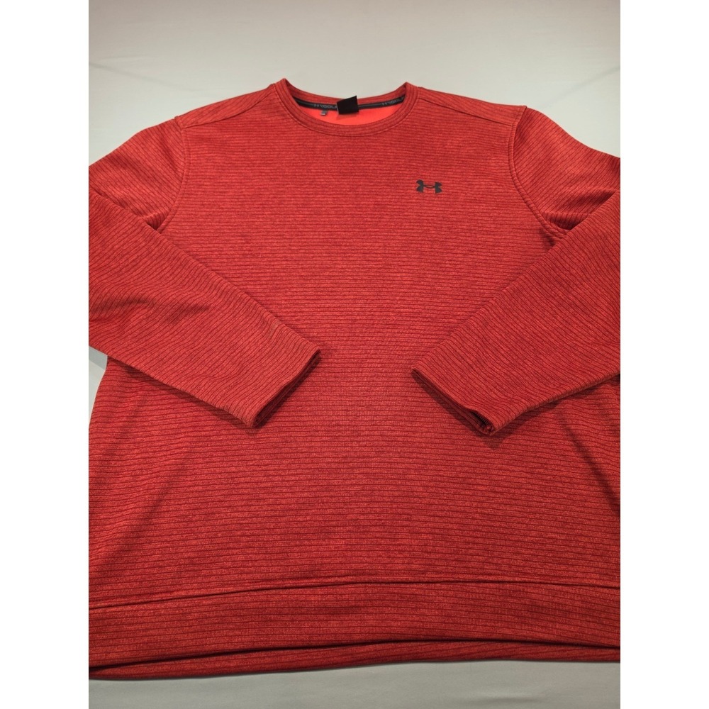 Under Armour Golf Storm Sweater Mens 2XL Red Ribbed Crew Neck Pullover Heathered